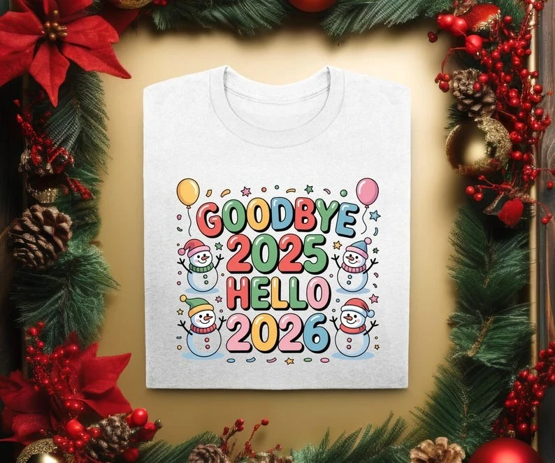 غلوب وداعا 2025 مرحبا 2026 عيد ميلاد سعيد ثلج بالون الخريف والشتاء الكبار البلوز طويلة الأكمام الحرارية هوديي