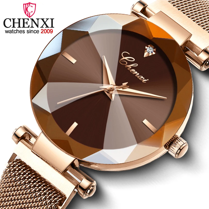 Fashion Chenxi Top Brand Gem Cut Geometry Crystal Luxury Ladies Quartz Watches Women's Dress Watch Lady Clock Zegarek Damski