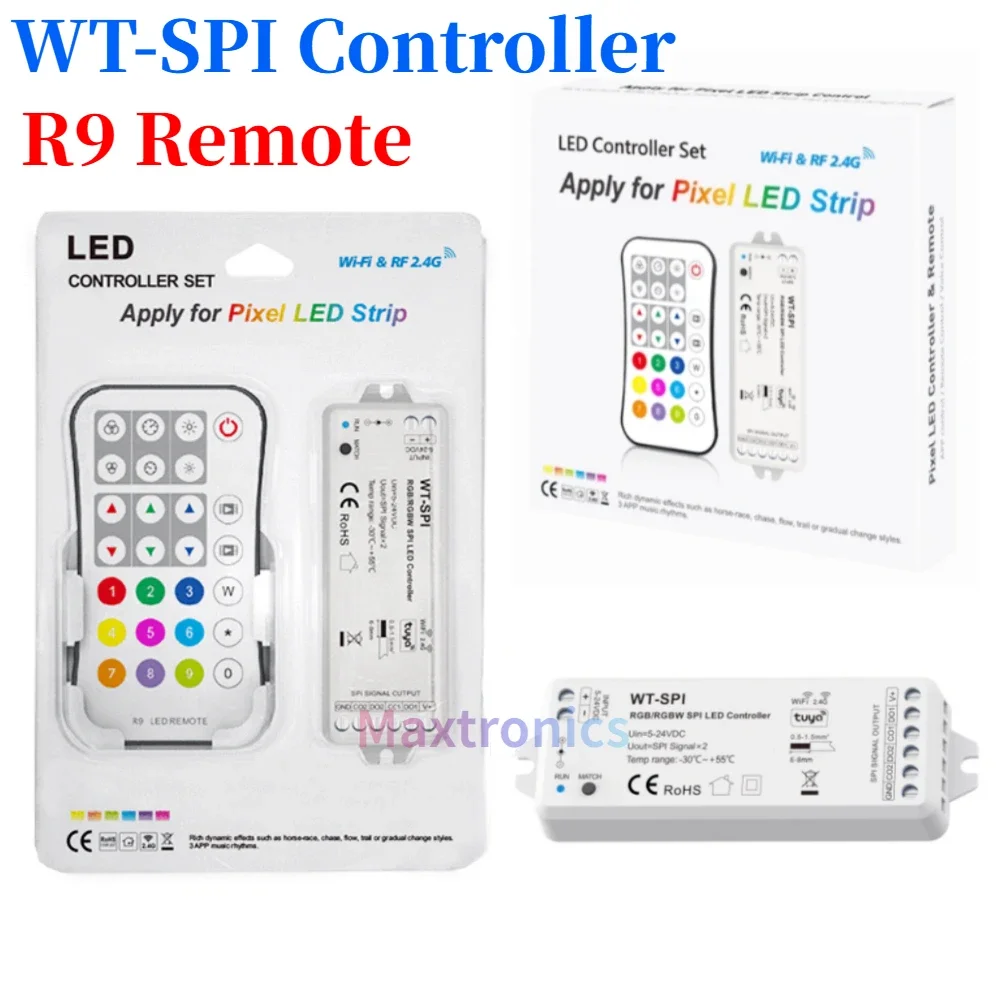 fita de luz wi fi tuya com controlador led rgb pixels rgbw alexa google ws2811 ws2812b ws2814 ws2815 sk6812 24g spi r9 01