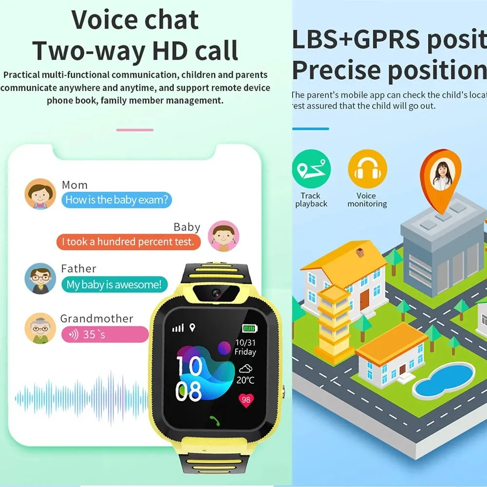 KGG 2G Bambini Astuto Della Vigilanza SOS Chiamata Orologio Del Telefono LBS Tracker Posizione Orologio Per Bambini Chat Vocale IP67 Impermeabile