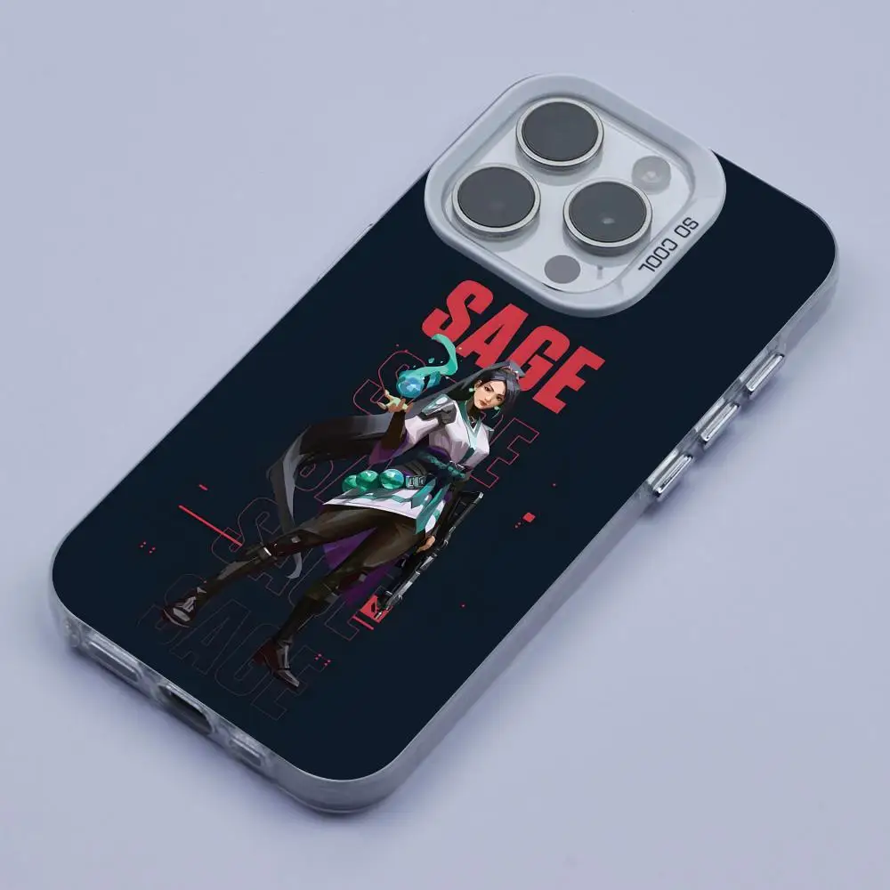 

Valo Sage Phone Case for iPhone 17 16 15 14 13 12 11 X XR XS Air Pro Max Plus White Colorful Silver Cover