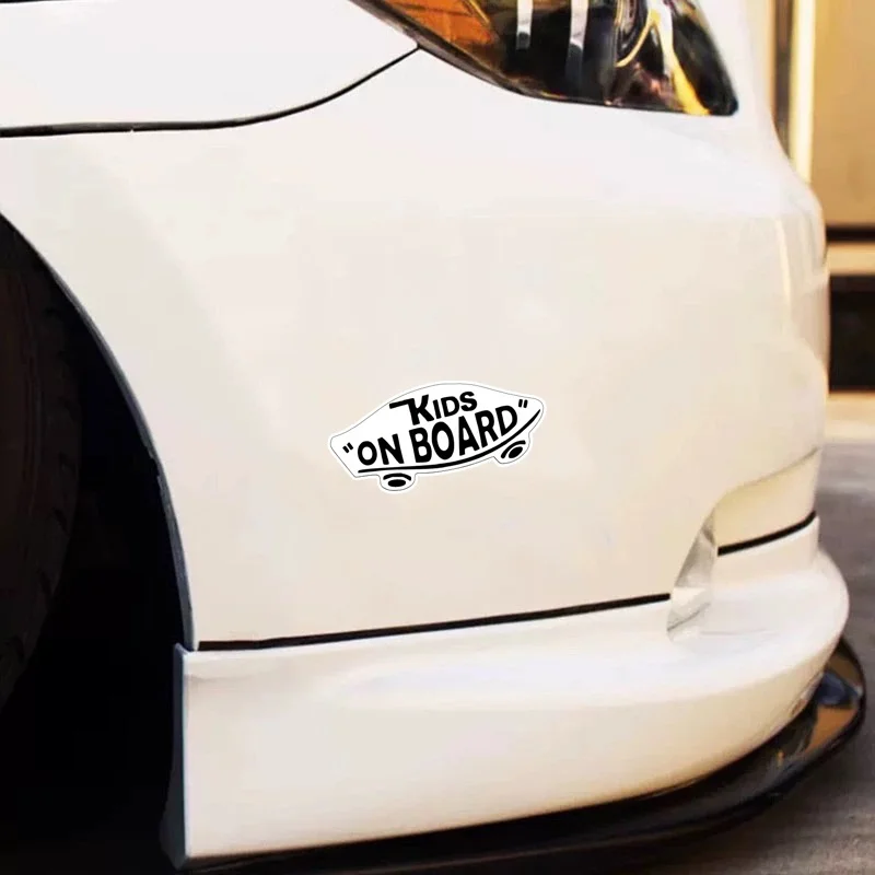 Humorous 'Kids On Board' Sticker for Cars - usage example