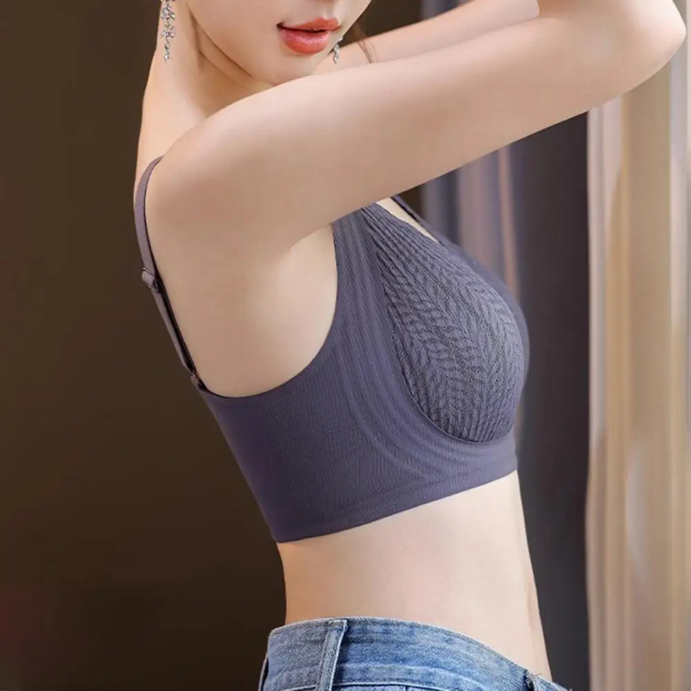 حمالة صدر نسائية بلون سادة وتغطية كاملة مرنة لرفع حمالة صدر مرنة قابلة للتنفس