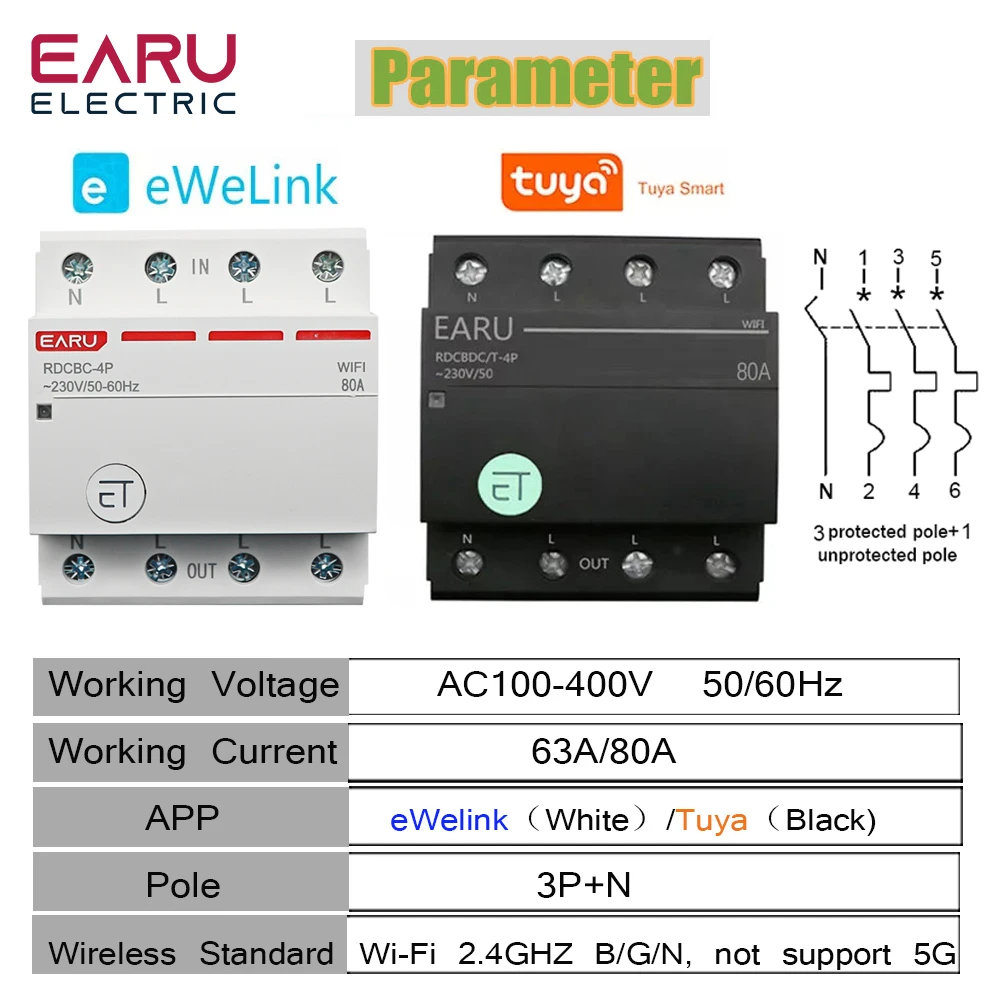 WIFI Circuit Breaker Smart Time Timer Relay Switch Voice Remote Control Tuya eWelink APP Smart Home for Alexa Google Home