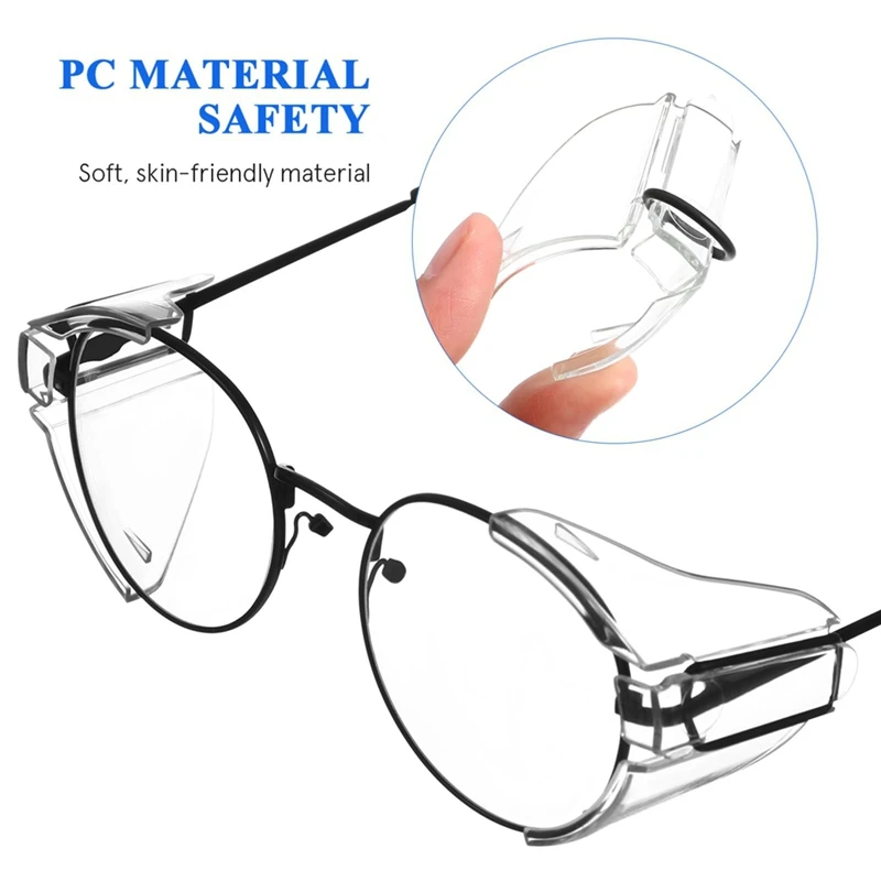 2 Pairs Safety Glasses Side Shield On Eye Glasse Side Shield Anti-Slip On Side Shield For Safety Glasses