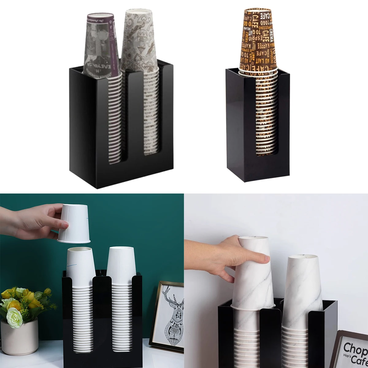 

Popular Black Coffee Cup Dispenser Vertical Compartments Bar Counter Cup Storage Holder Durable Sturdy Cup Lid Holder