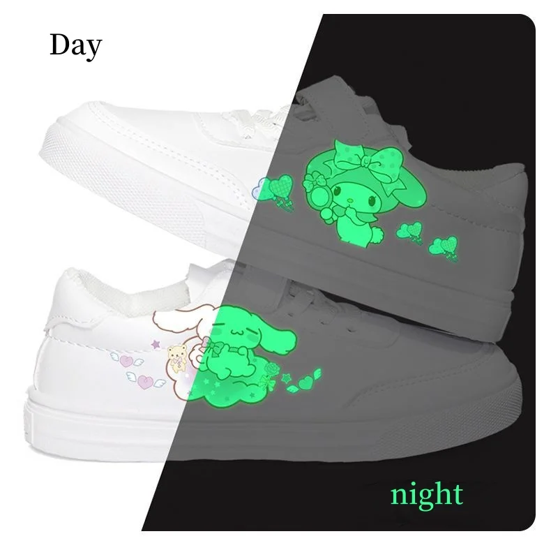 Kuromi Luminous shoes Cartoon Kids night fluorescence Sport Shoes Children Canvas Shoes Girls Cinnamorol Tennis Shoes Size 25-35