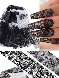 10 sheets/set of black floral patterned lace nail art transfer paper (without adhesive)