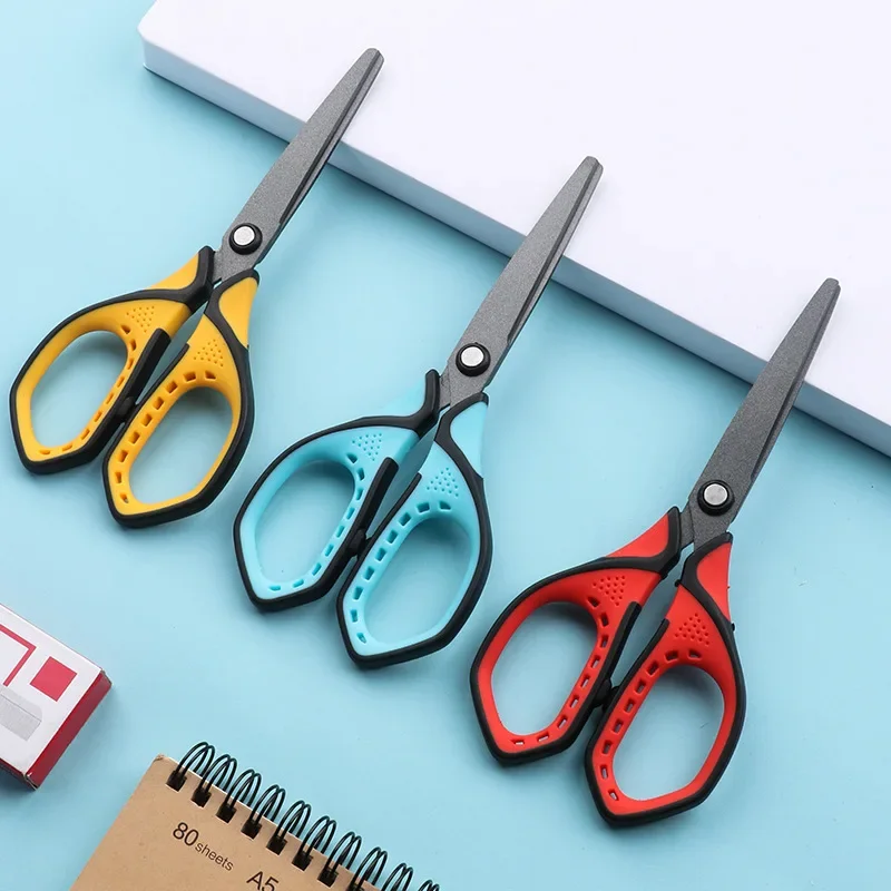 Non-Slip Office Scissors Art Students DIY Stationery Blacken Rust Proof Paper Cutting Cloth Black Gold Color Titanium