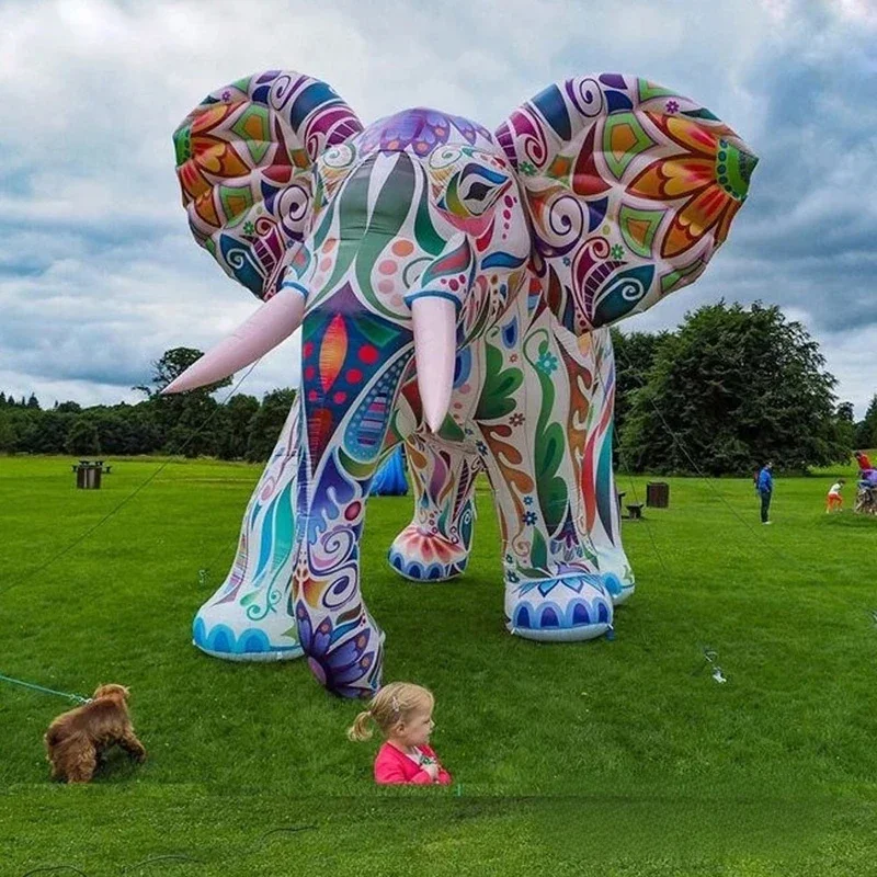 Elefante con 3 m gigante gonfiabile bianco Tusk grande palloncino modello mascotte animale rosa colorato per eventi di sfilata Pubblicità