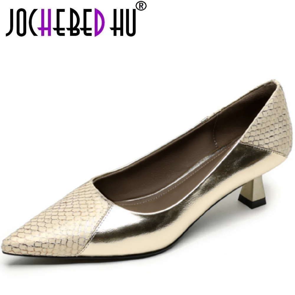 

【JOCHEBED HU】Мягкие и удобные женские лоферы из натуральной кожи ручной работы на среднем каблуке, разноцветные туфли-лодочки с острым носком, размеры 34-40