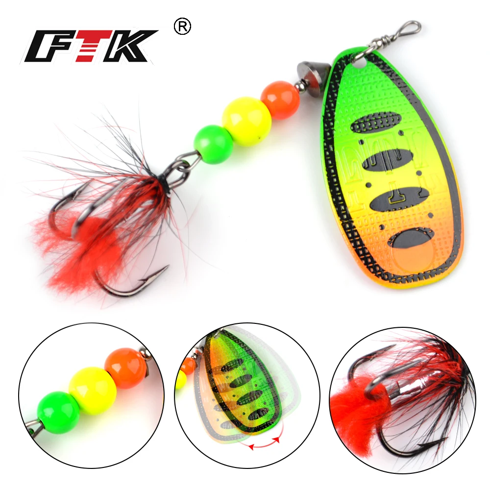 

FTK Hard Artificial Bait Wobbler Fishing Spinner Lure 8-13g Pesca Fishing Lures With Feather Treble Hook for Bass Trout Crappie