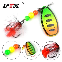 FTK Hard Artificial Bait Wobbler Fishing Spinner Lure 8-13g Pesca Fishing Lures With Feather Treble Hook for Bass Trout Crappie