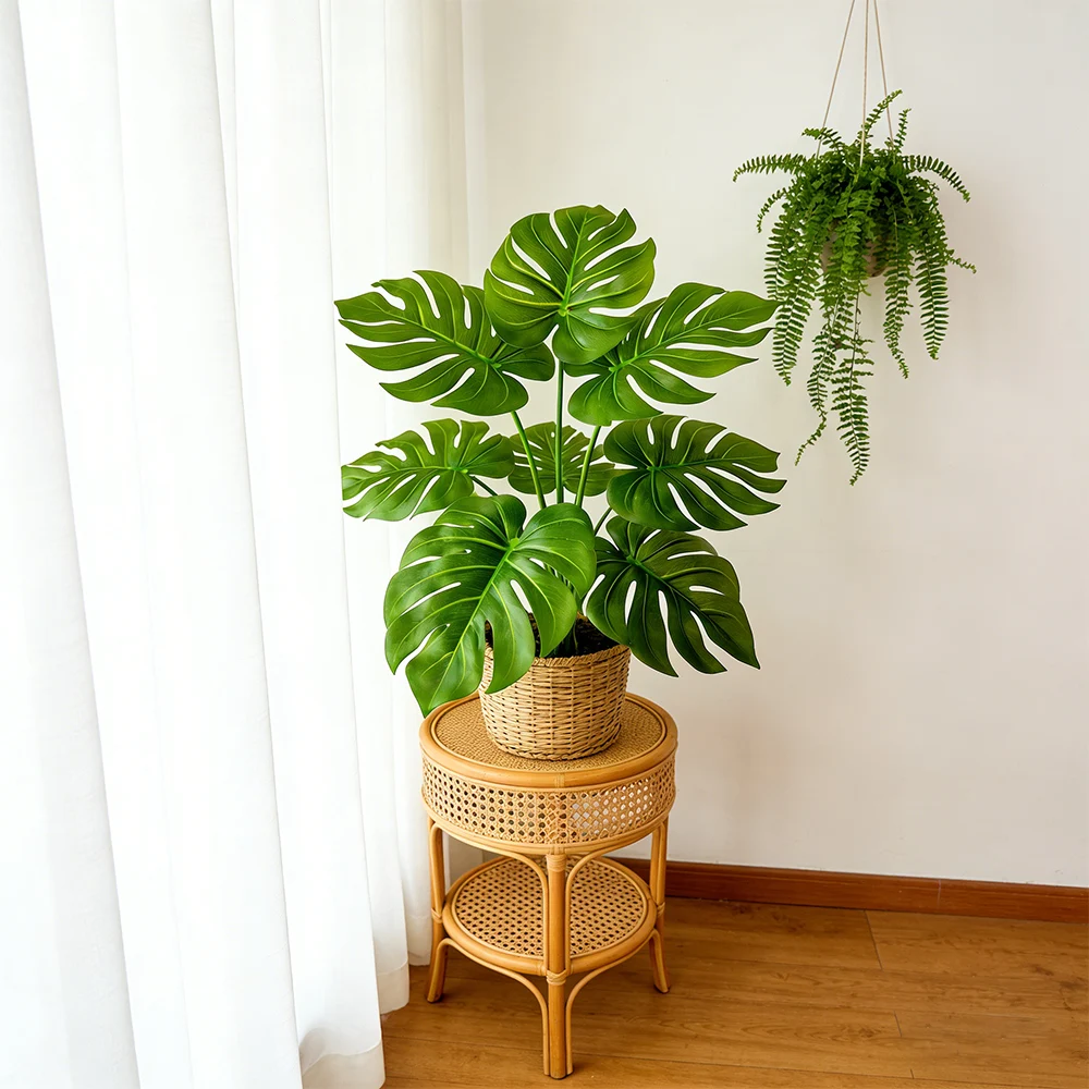 40-65cm Große Künstliche Monstera-Pflanzen Künstlicher Palmenbaum Tropische Schildkrötenblätter Plastik Grüne Blätter für Haus Garten Party Hochzeit – Detail 2