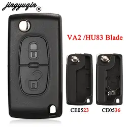 Jingyuqin CE0523 CE0536 Flip Chiave A Distanza Caso Borsette Per Peugeot 107 207 307 307S 308 407 607 807 Fob HU83/VA2 Lama 2 Bottoni