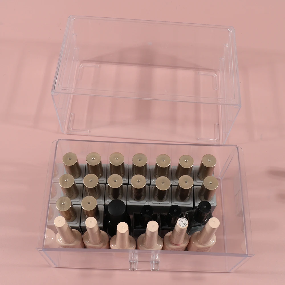 1 قطعة مسمار الفن مستطيل صندوق تخزين شفاف مسمار حجر الراين فرشاة القلم عازلة طحن الملفات المنظم الحاويات