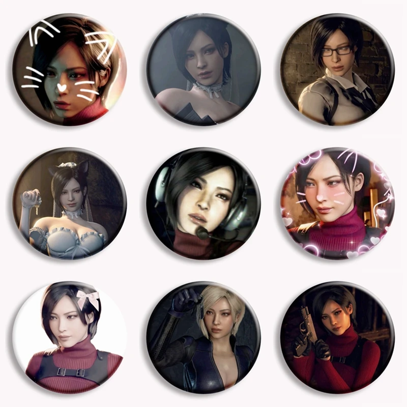 

Ada Wong Resident 4 Game Button Pin Biohazard RE:4 Female Character Brooch Badge Bag Accessories Decor Fans Collect Gift 58mm