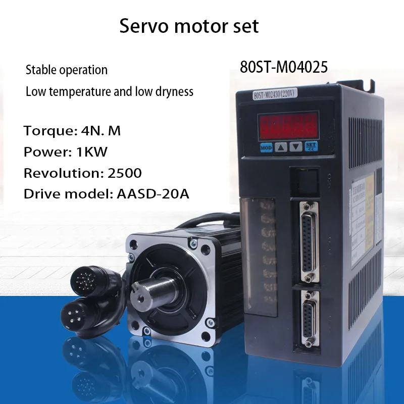 80st-m04025 servo motor set 1.0KW4N. M AC servo motor+driver AASD-20A 220V