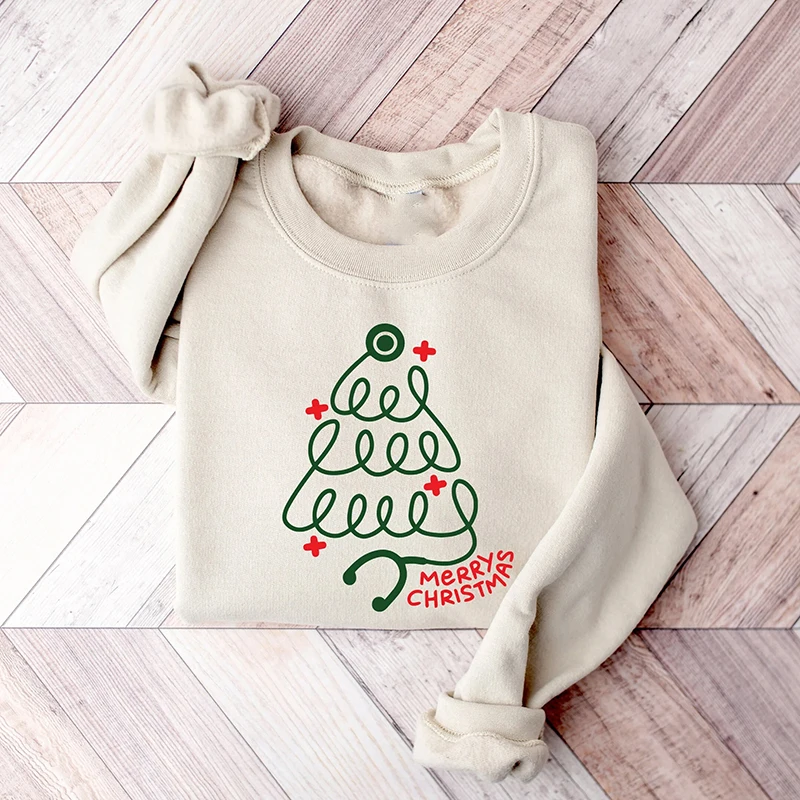 

Merry Christmas Stethoscope Print Women Sweatshirt, Christmas Nurse Sweatshirts, Nurse Gift, Xmas Pullovers for Medical Worker