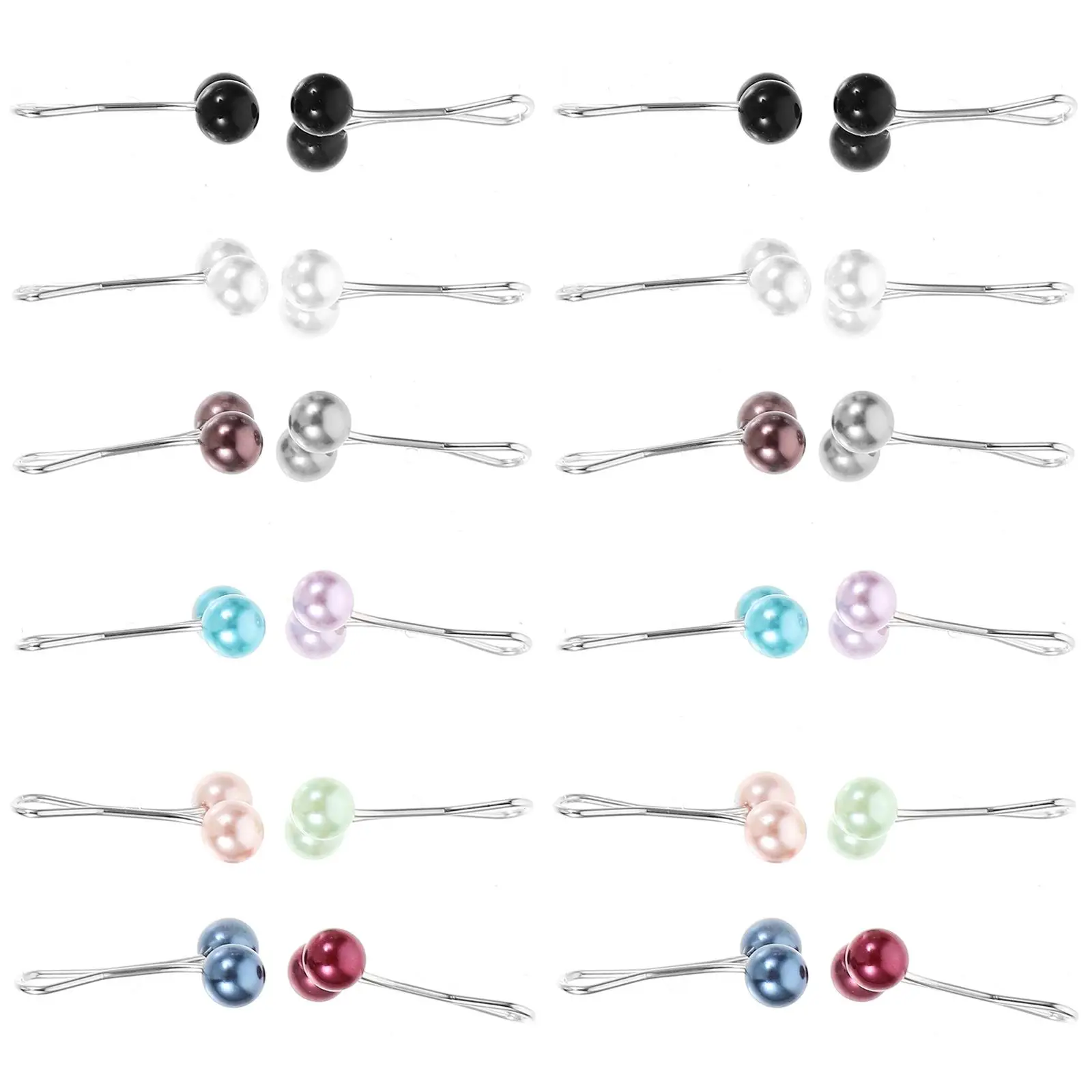 

24 Pcs Pearl Silk Scarf Clip Hijab Fixed Clips Muslim Fashion Steel Wire Pin Fixing Miss