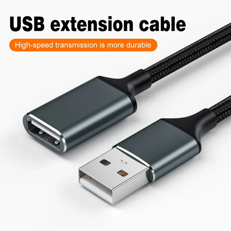 Usb Extension Cable Stable Transmission Anti Break And Anti Tangle Nylon Cover Extended Usage Time Metal Pressure Resistant