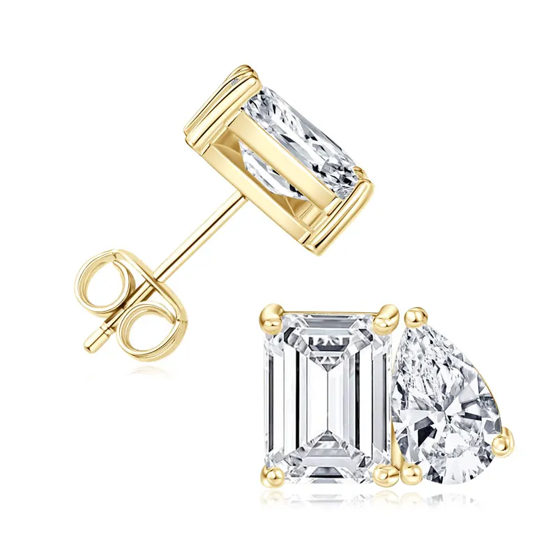 Anziw Neue 14K Goldfilled Smaragd- & Birnenförmige Zirkonia-Ohrstecker für Damen, zweiteilige Ohrstecker, Party- und Hochzeitsschmuck, Geschenk
