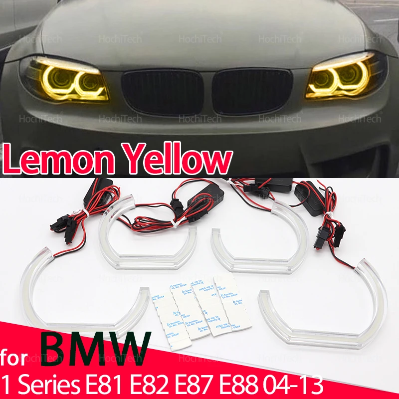 

Lemon Yellow Color CS CSL Style LED Rings DTM Light for BMW 1 Series E81 E82 E87 E88 1M 04-13 Xenon Headlight Angel Eyes Kit