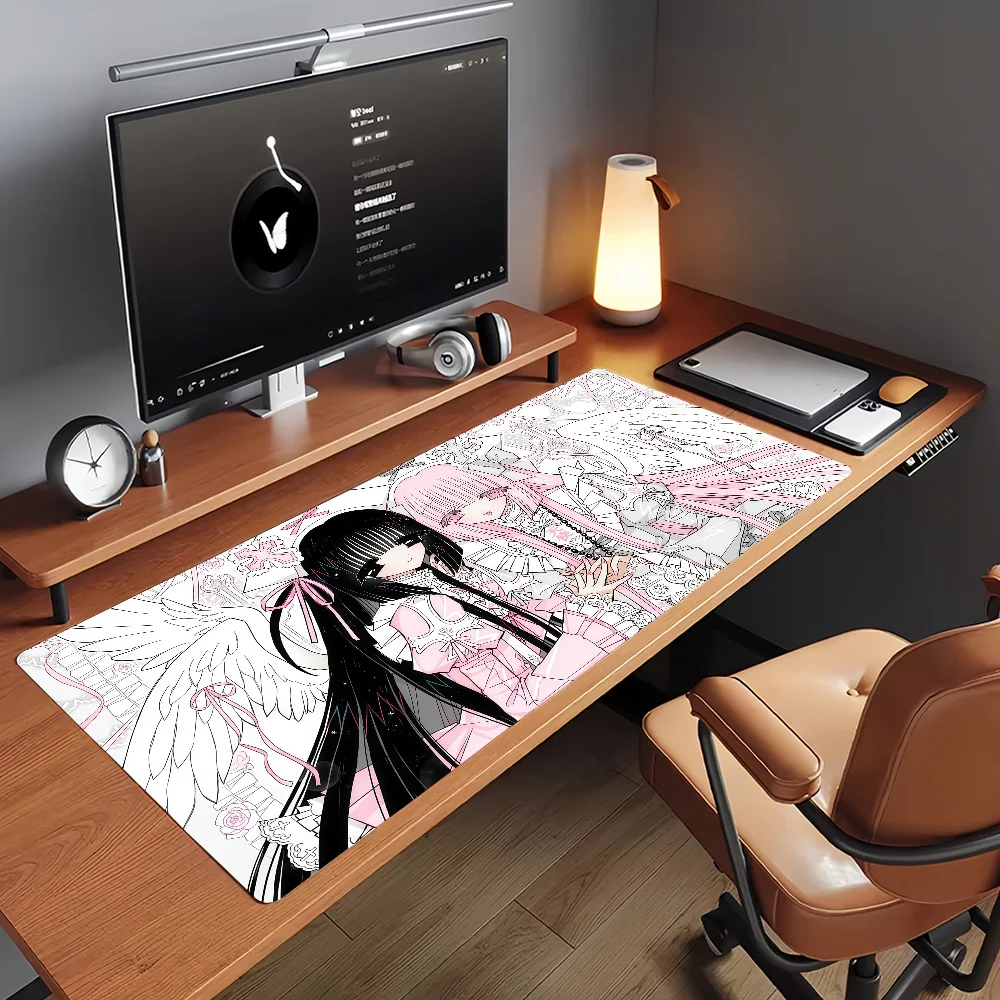 Anime Pink Girls Angel Aesthetics Mouse Pad Non-slip Rubber Gamer Balance Computer Mat Decoracion Deskmat Laptop Office Large