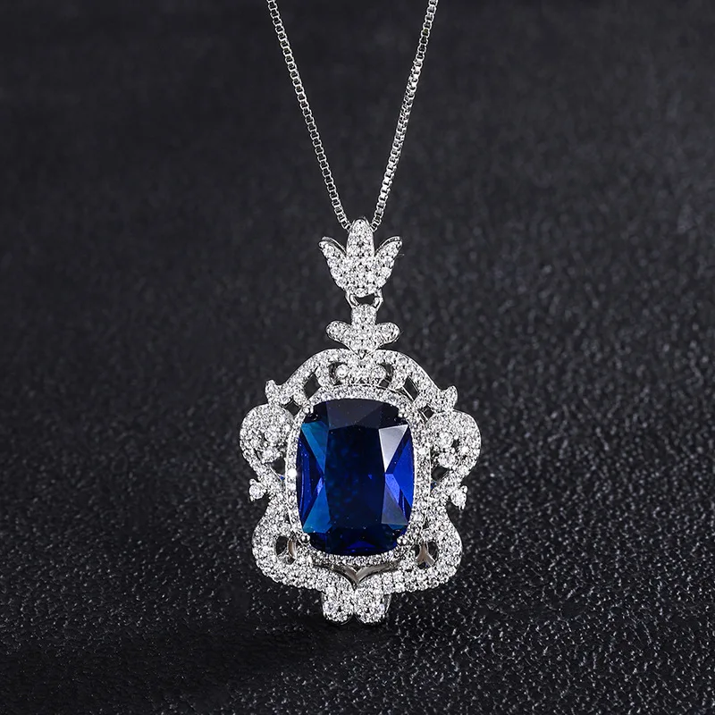Jewelry Hot Sale Vintage Style Gemstone Full Diamond Creative Pendant Necklace Main Stone 12*16
