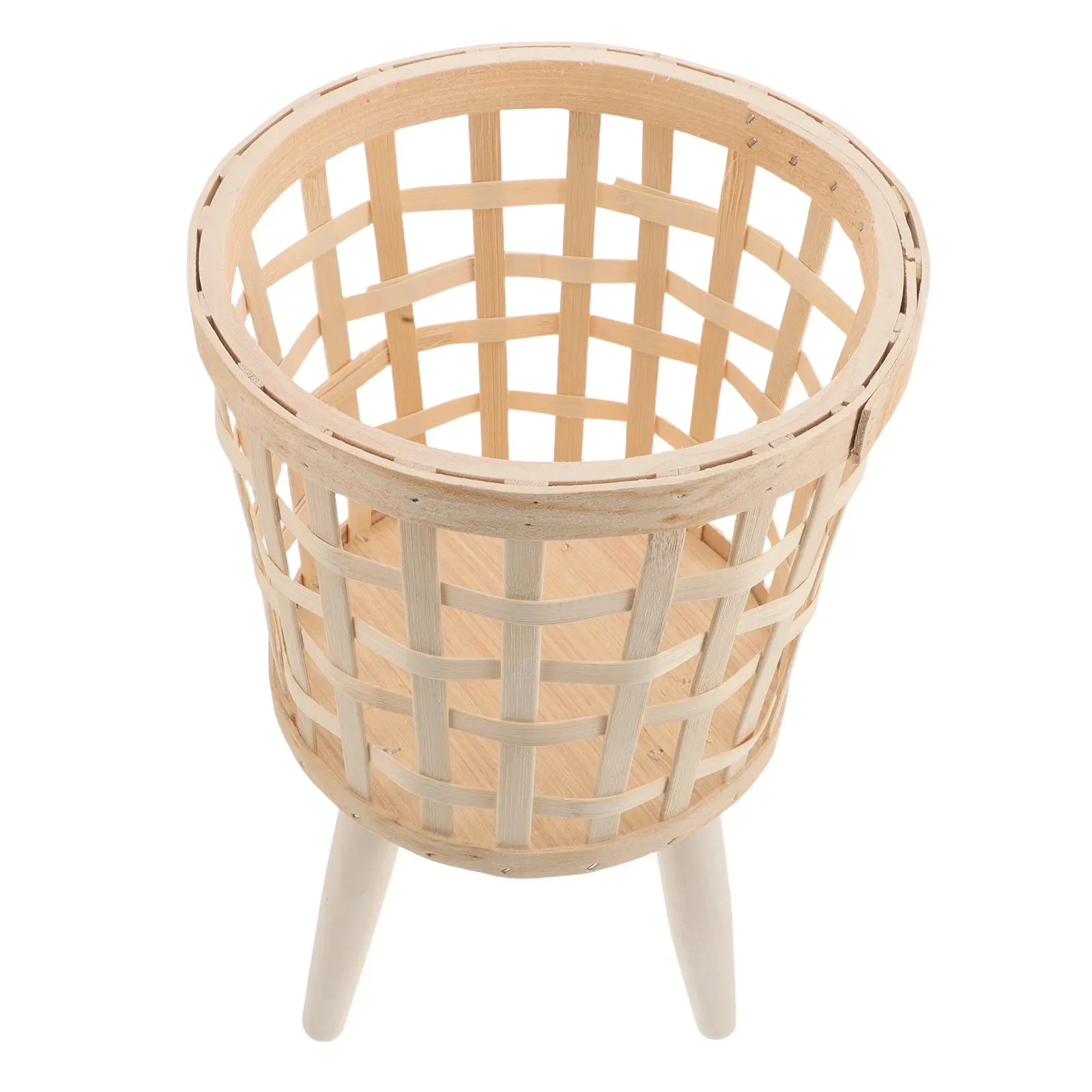 Woven Wood Plant Pot Rack Minimalist Design Sturdy Bonsai Holder for Indoor Living Room Balcony Garden Office Space Home Decor