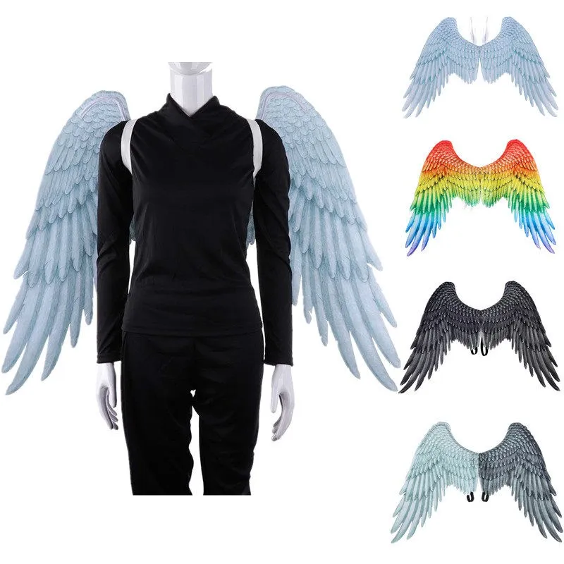 

Adult Children Black White Devil Angel Wings Halloween Costume Props Dance Party Dress up Realistic Eagle Wings