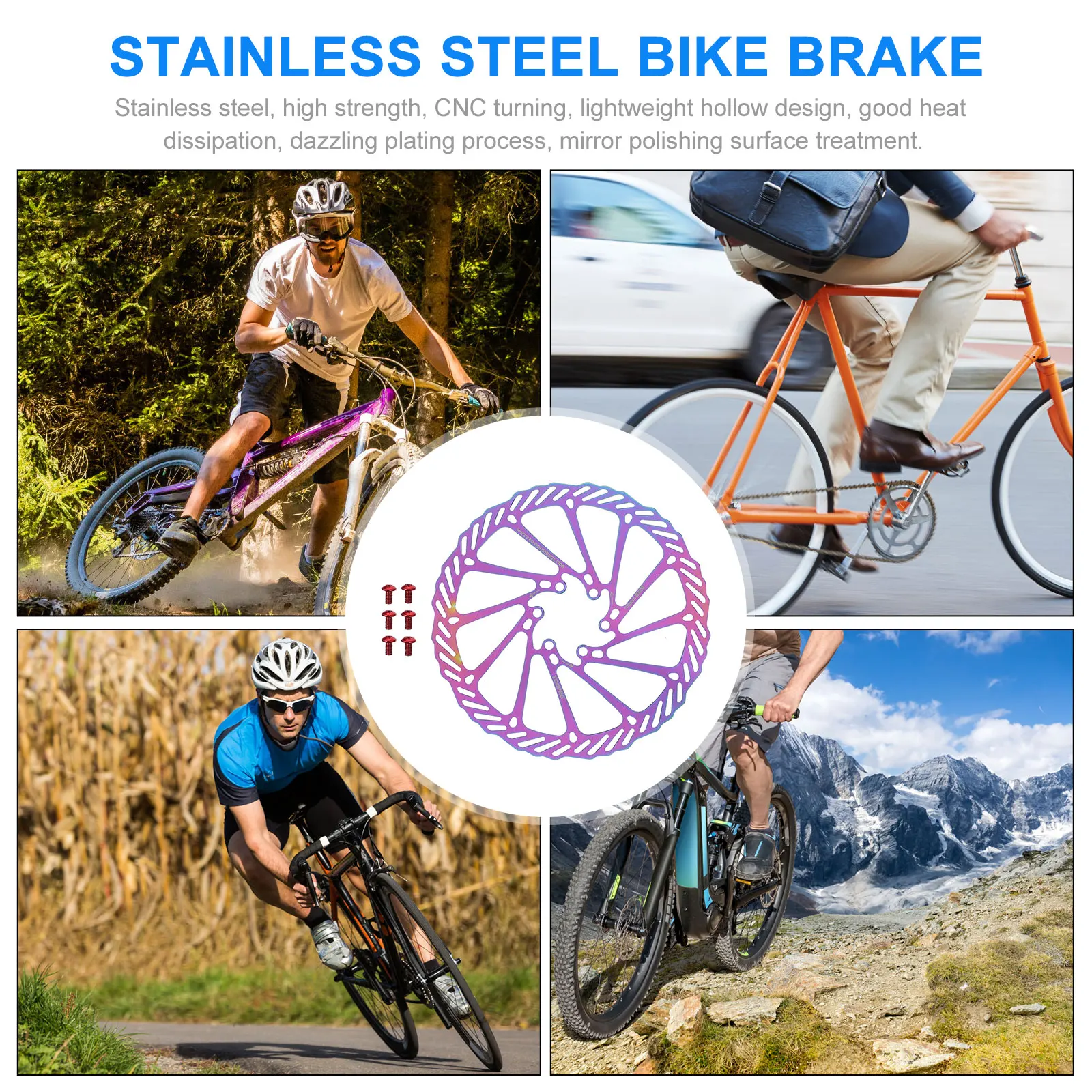 

1Pcs Rear Disc Brake Rotor Mountain Bike Stainless Steel Hollow Lightweight Durable Design High Heat Dissipation