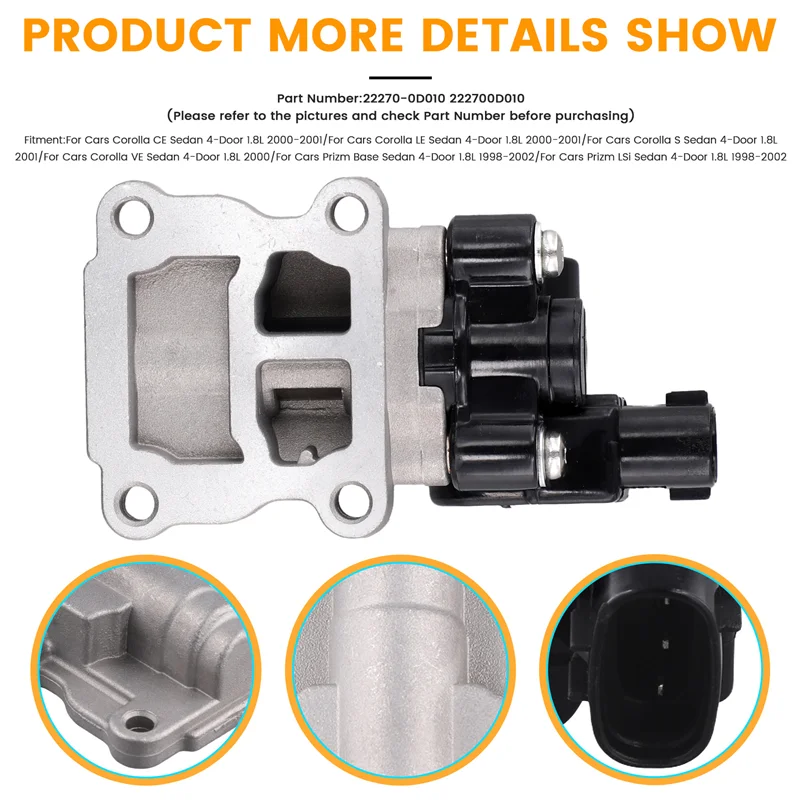 A19Q-22270-0D010 Auto Stationair Regelklep Voor Toyota Corolla 1.8L 2000-2001 Prizm 1998-2002 222700 D010