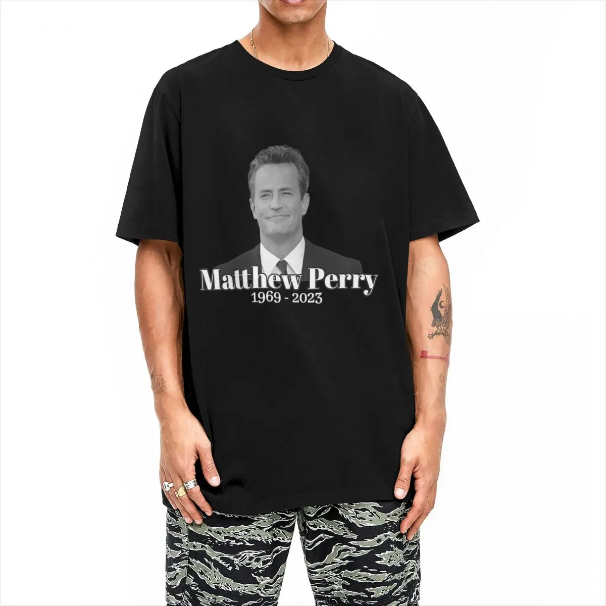 Ullzang RIP Matthew Perry 1969 2023 Thank You For The Memories Tshirts Men 100%Cotton Short Sleeve Round Neck Summer Tops Shirts