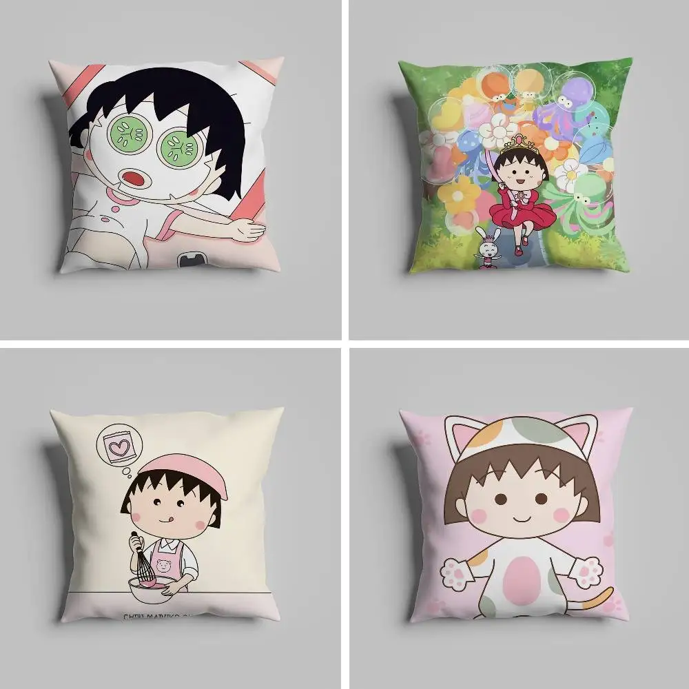 

Cartoon C-Chibi Maruko-Chan Pillow Case For Car Pillows 60x60 Cushions Luxury Double Sided Cover Home And Decoration Sofa 30x30