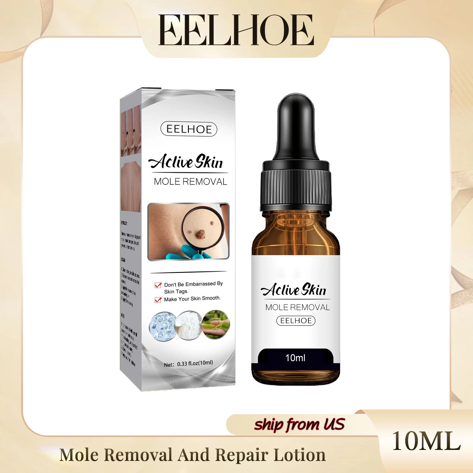 Eelhoe Skin Care Serum Remove Skin Face Underarm Flesh Granules Remove Mole Repair Cleansing Care Mild Non-irritating Serum