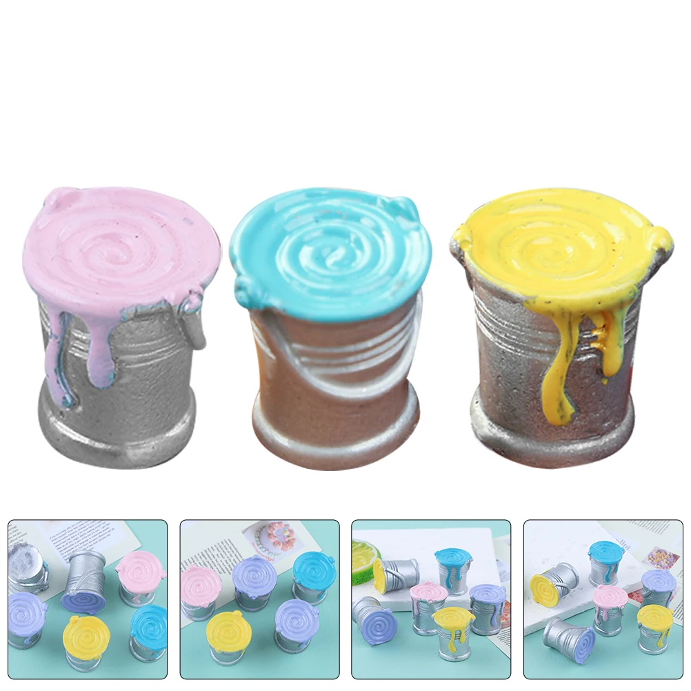 

8 Pcs Paint Bucket Toys Miniatures Cream Gum Can Modeling Crafts Tiny Pot Resin