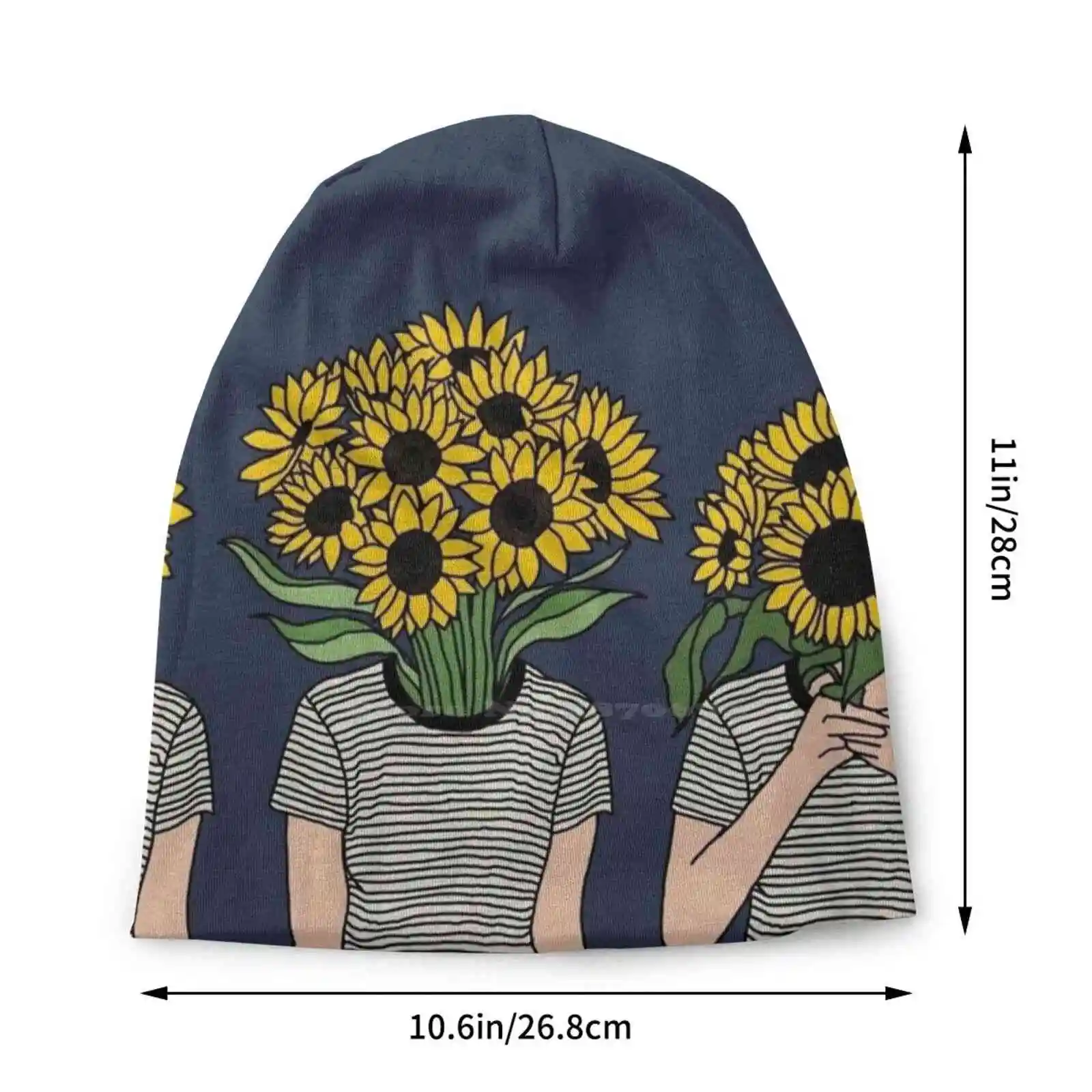 Sunflower Humans Knitted Hat Warm Beanie Outdoor Caps Sunflowers Humans Flora Nature Garden