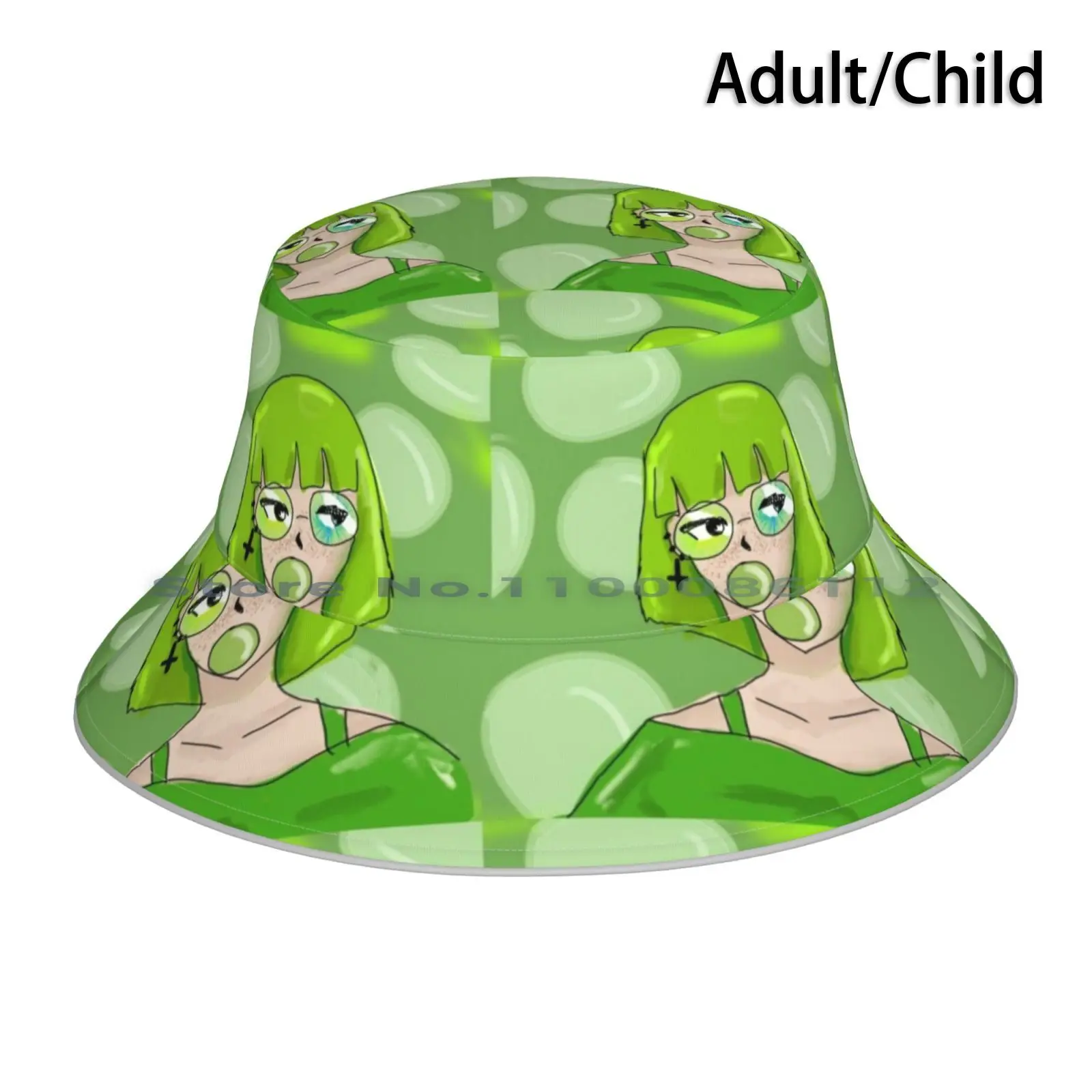 Lime Pop! Bucket Hat Sun Cap Lyme Lime Green Girl Mask Foldable Outdoor Fisherman Hat