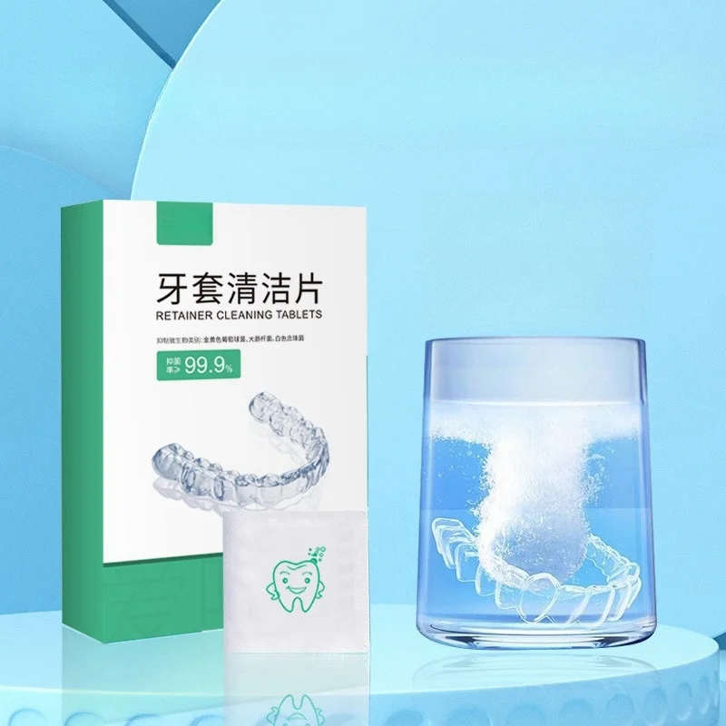 100 PCS Denture Retainer Cleaning Sheet Invisible Braces Cleaning Effervescent Sheet Cleaning Agent
