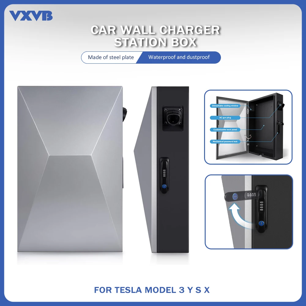 Cybertruck Wall Charger Station Box per Tesla Model 3 Y S X impermeabile cavo di ricarica per esterni Organizer Holder accessori per auto