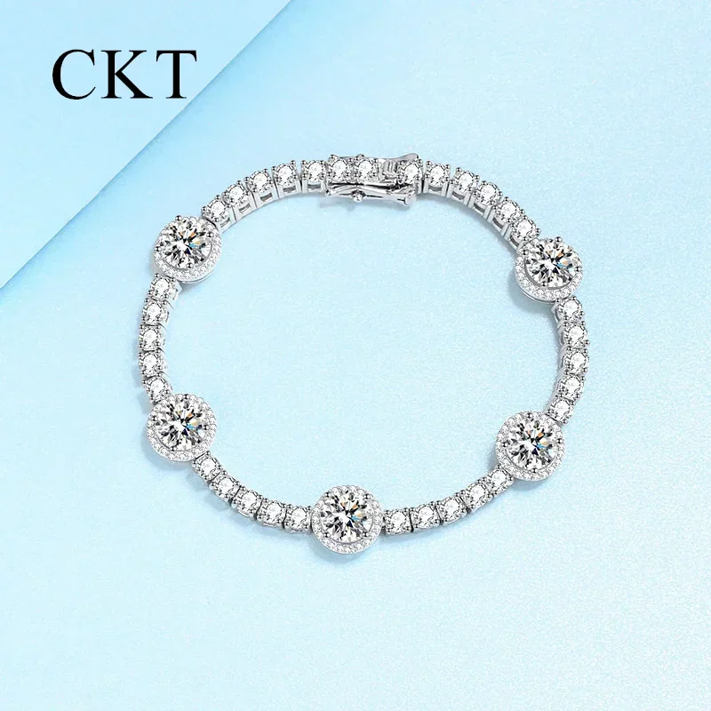 18K White Gold Explosion Full Set 8.3-9.1ct Moissanite Bracelet for Women Platinum Pt950 High Quality Light Luxury Bracelet