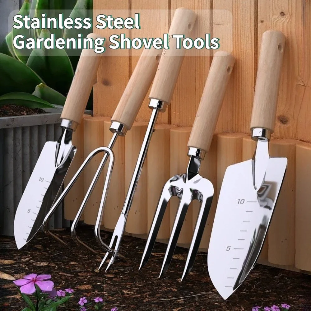 Spade Digging Fork - 5-delige mini-tuinwerkset voor tuinplanten, bloempotten, cactus,
