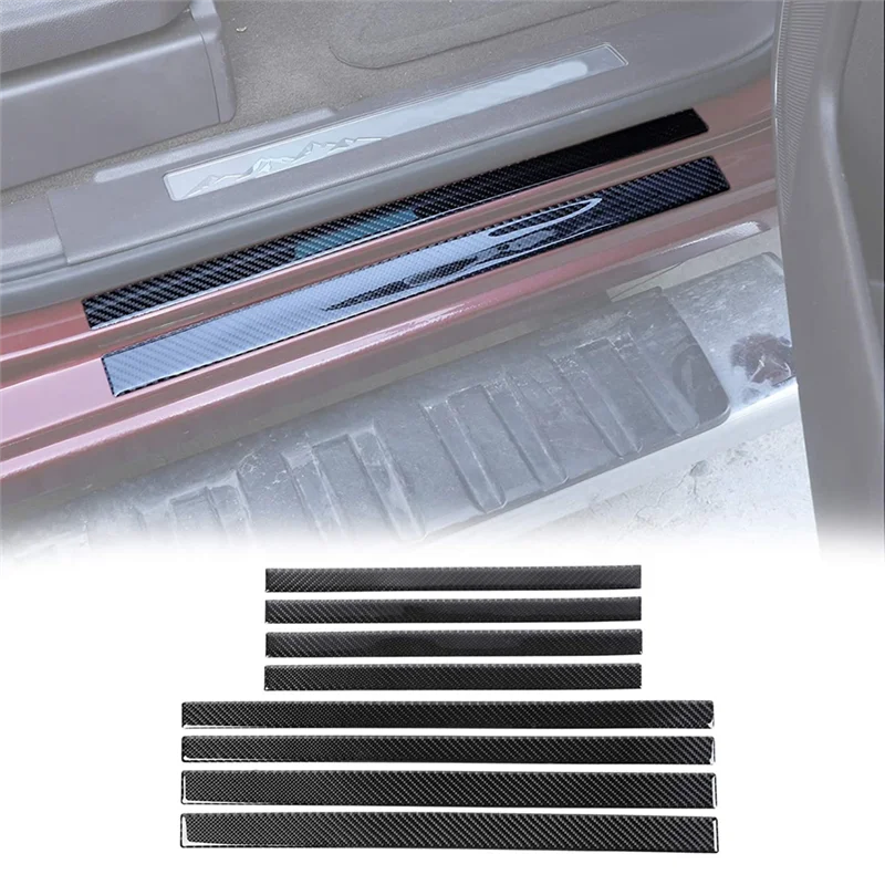 Exterior Door Sill Strip Threshold Cover Protection for 2014-2018 Soft Carbon Fiber