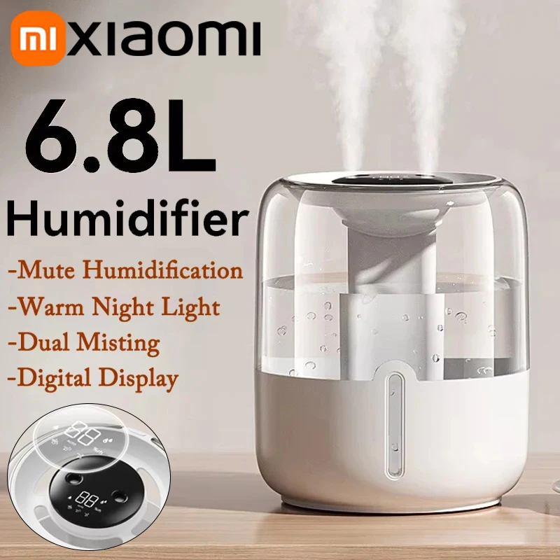 Xiaomi 6.8L Large Capacity Humidifier USB Double Spray Quiet Humidifier Home Dormitory Office Bedroom Desktop With Night Light