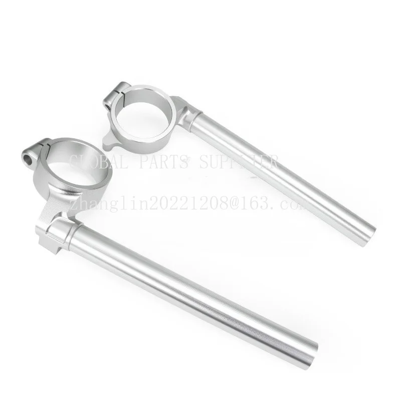 1pair For Suzuki GSXR600 GSXR750 1000 K11/L1/L2/L3/L5/L6Fork Tube Clip-On Handlebars Handle Bar Grips Clip Ons silver / black