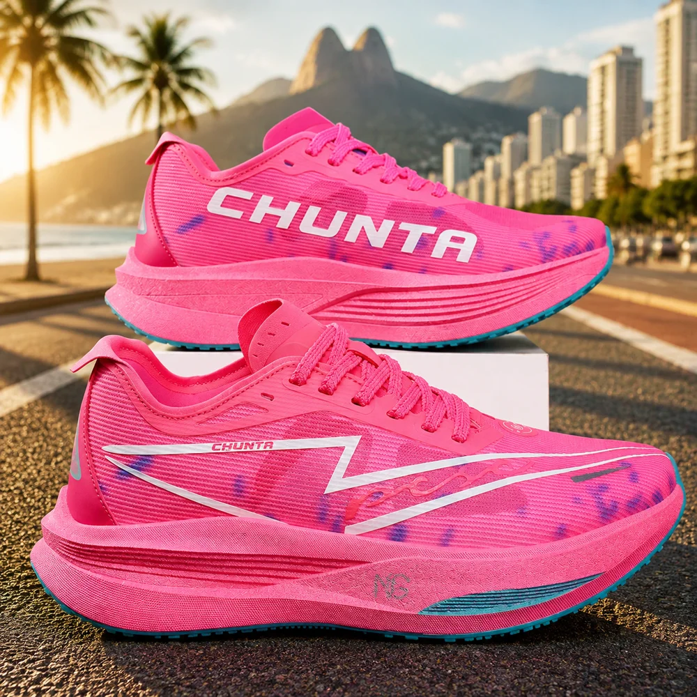 Men Running Shoes Marathon Carbon Board Speciality Sports Breathable Lightweight Women's Comfortable Chunta Athletic Sneakers