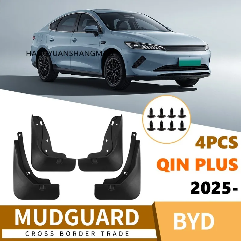 Car Mud Flaps Mudguard Splash Guards Auto Exterior Parts For BYD Qin Plus 2025 Black ABS Material 4PCS Set Car Accessories