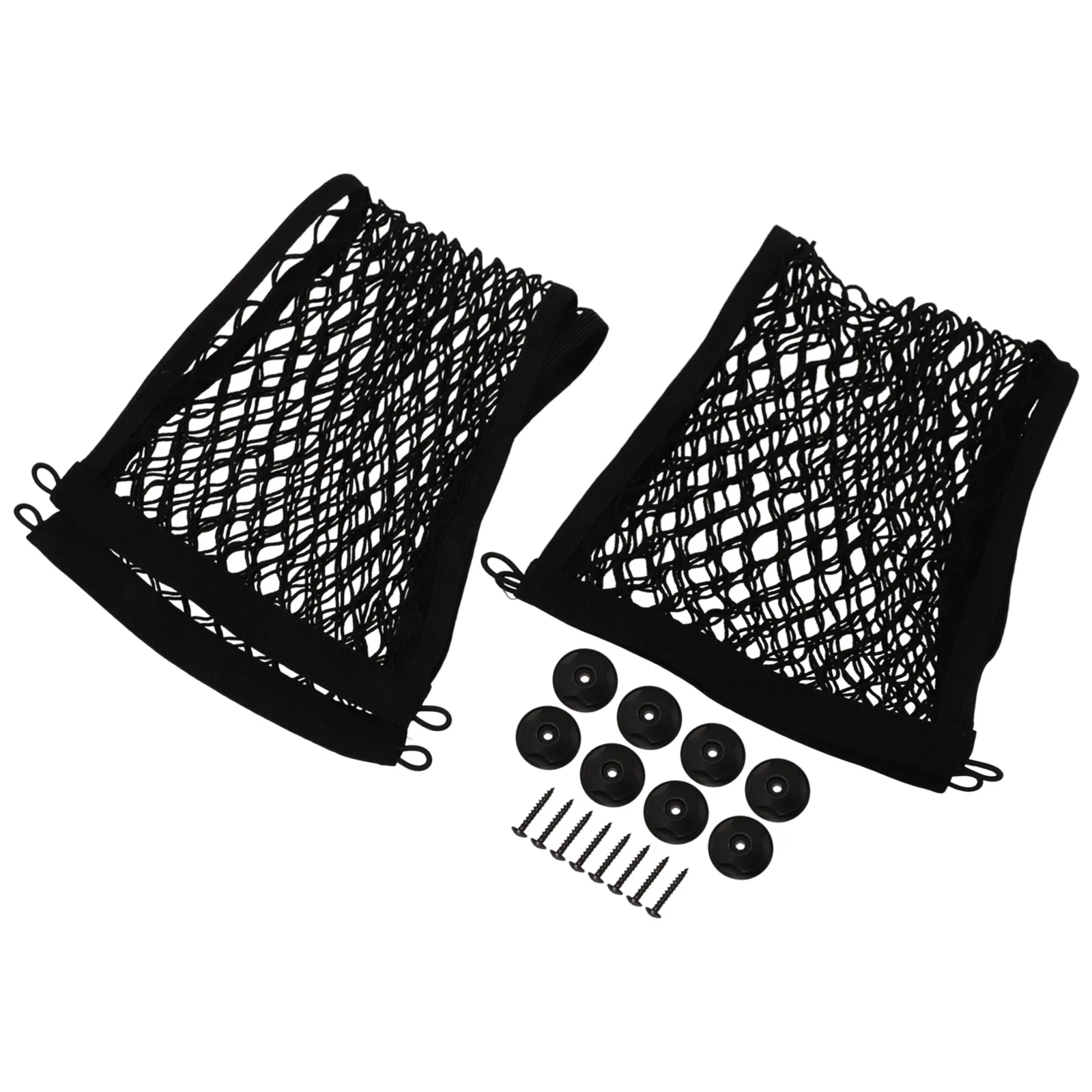 Oversized Car Cargo Organizer Net with Elastic Mesh and Screws Suitable for RVs Boats and Vehicle Storage Needs 2 Pieces