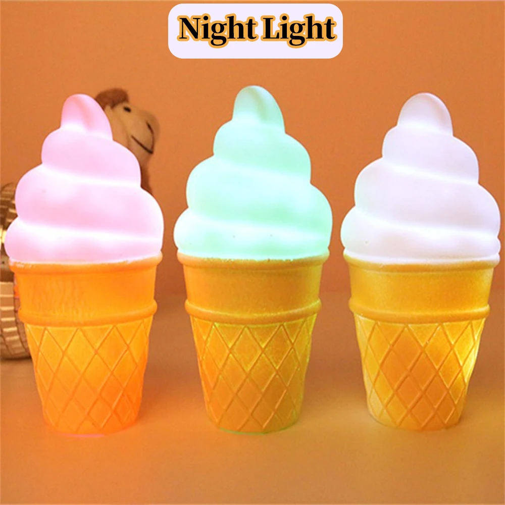 LED Night Light Novelty Ice Cream Cone In Lamp Fashion LED Night Light For Kids Children Table From Table Lights For Room